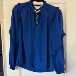 10 Crosby Derek Lam Royal Blue Ruffled Blouse